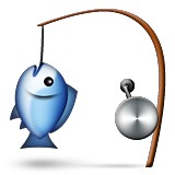 Fish caught on fishing line emoji